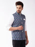 Vastramay Men's Multicolor -Base-Grey Cotton Blend Nehru Jacket
